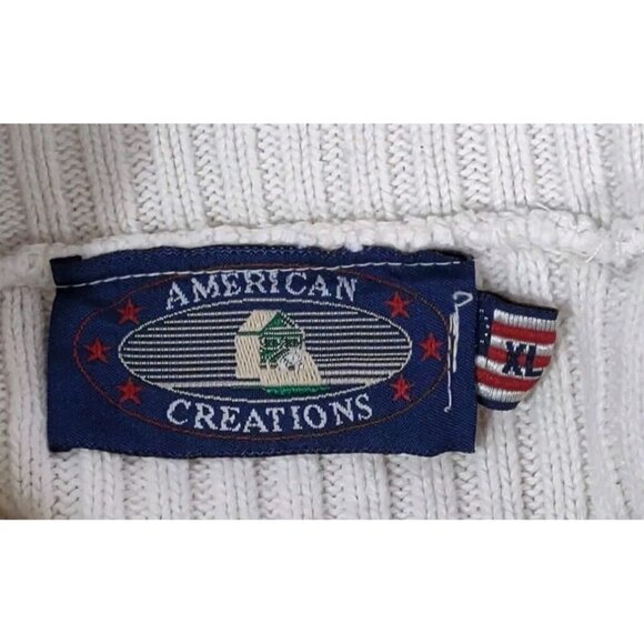 Vintage American Creations Cable Knit Sweater Womens Mock Neck Cream USA - Picture 3 of 12